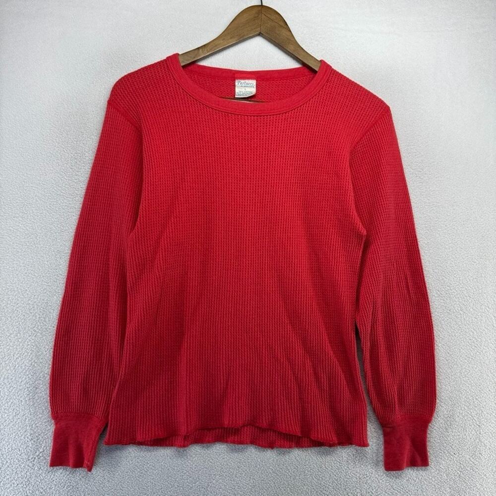 Vintage Thermal Shirt Men's large Red Waffle Thin Base Layer Grunge Muscle 90s